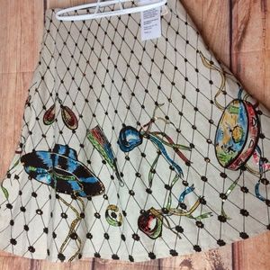 Linen Sequin Beaded A-Line Skirt